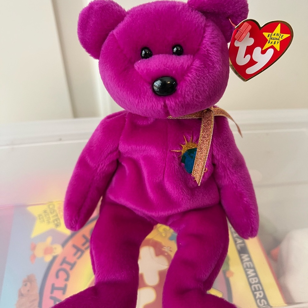 Ty Beanie Baby “ Millenium” Magenta Bear
